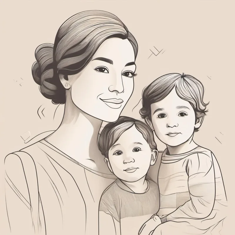 Single cover featuring a pencil drawing of a woman and two children on a beige background